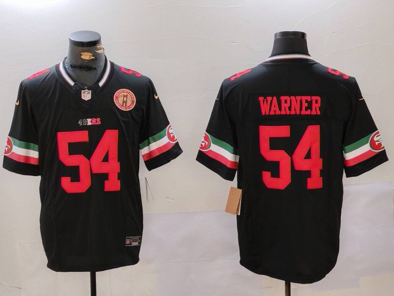 Men San Francisco 49ers #54 Warner Black Mexico three generations 2024 Nike Vapor Limited NFL Jersey style 2->->